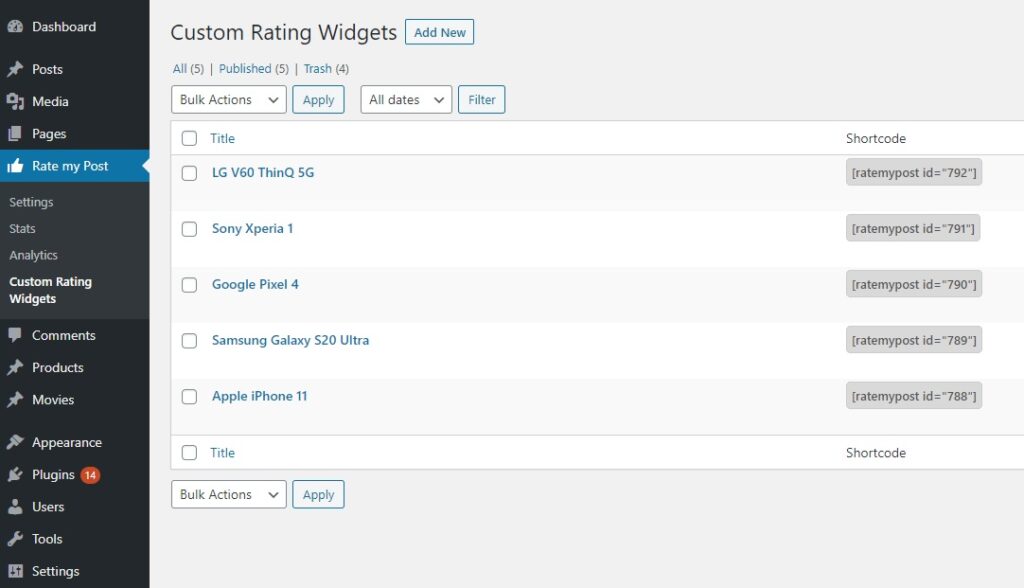 Rate my Post: Custom Rating Widgets