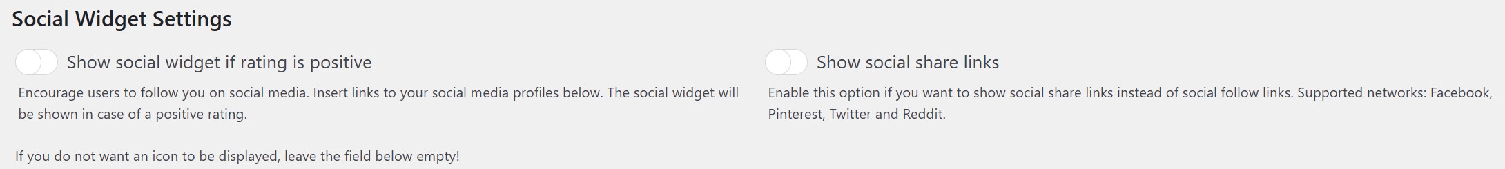 Social Widget Settings