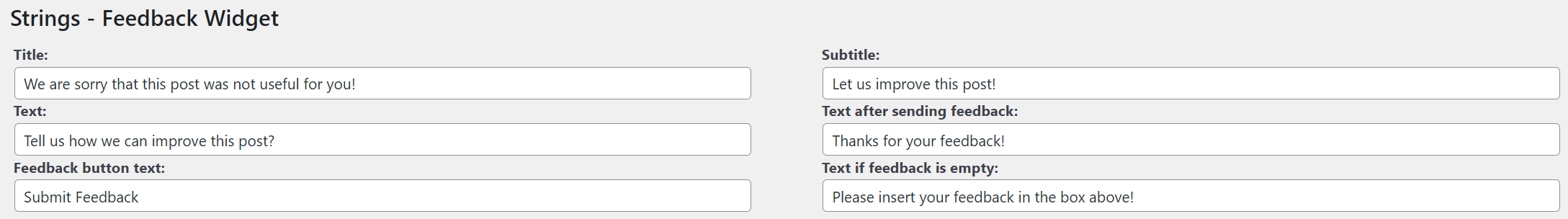 Customize the Feedback Widget