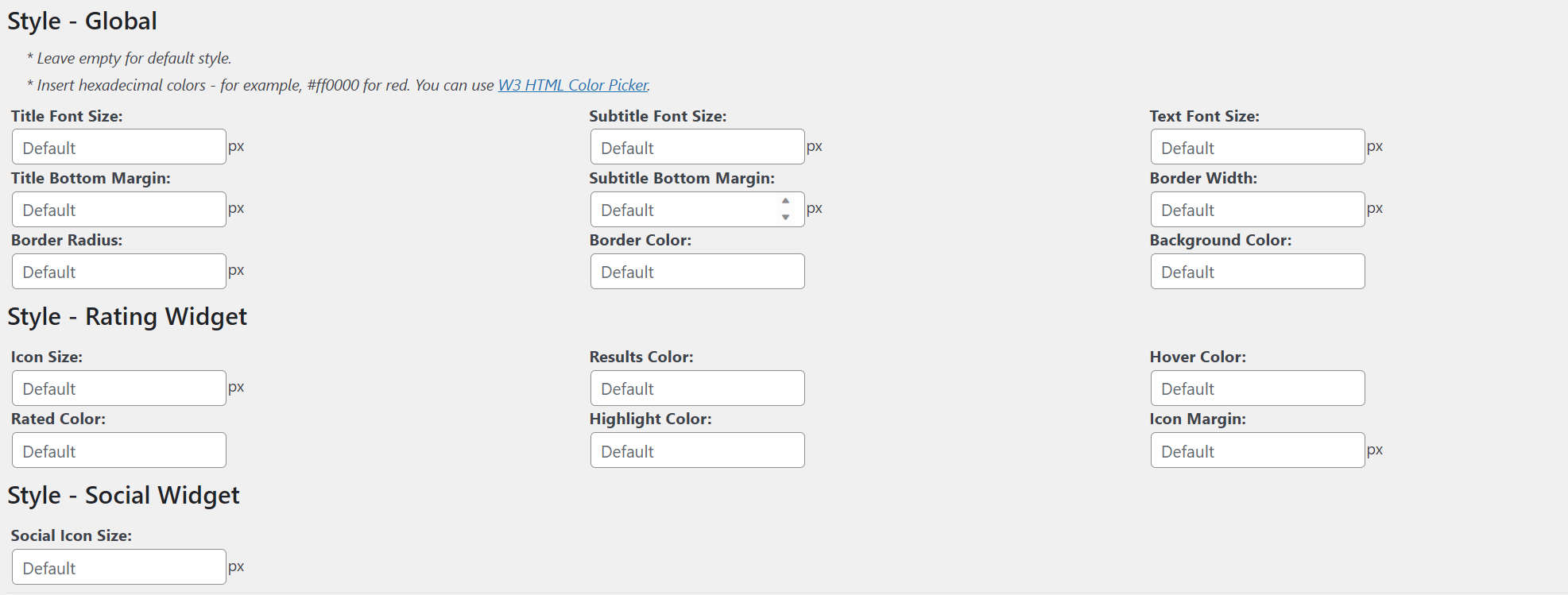 Customize the colors and font sizes